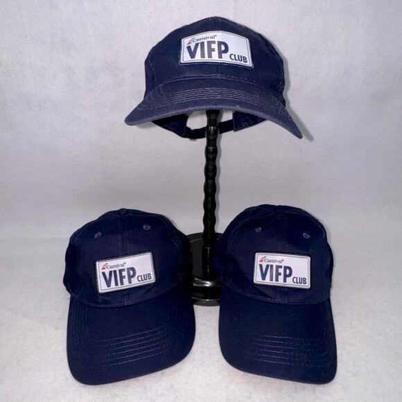 Carnival Cruise Lines Other - Lot of 3 Carnival Cruise Lines VIFP Caps Adjustable Hats Navy Blue OSFA